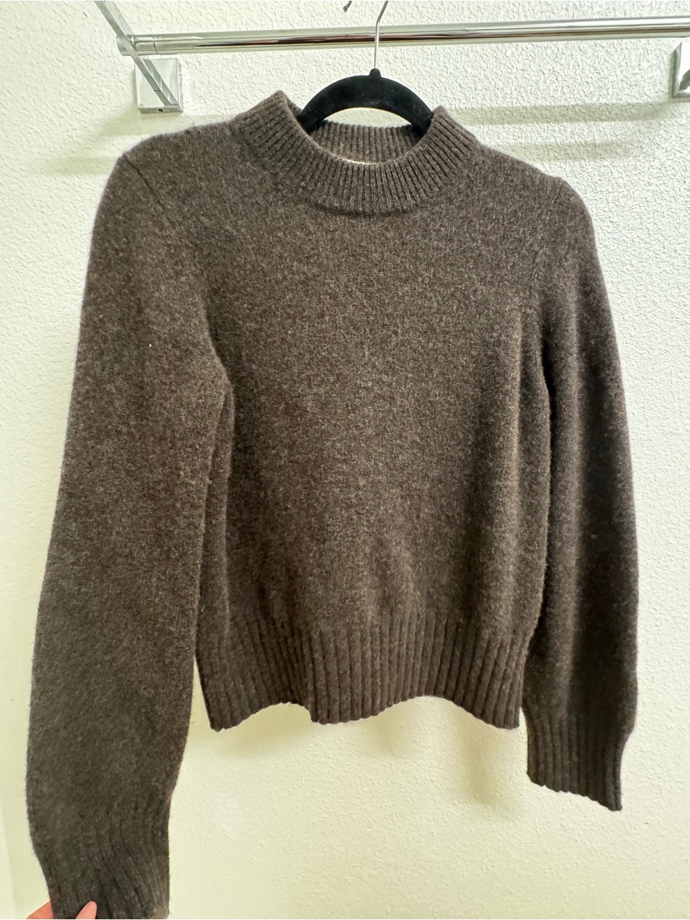 Reformation Calloway Dark Brown Wool Crewneck Sweater - Picture 6 of 10